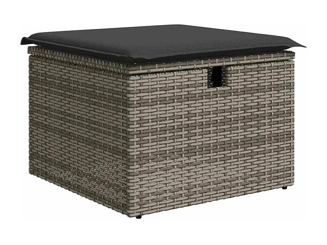 Set mobili da giardino con cuscini 7 pezzi in resina intrecciata grigia