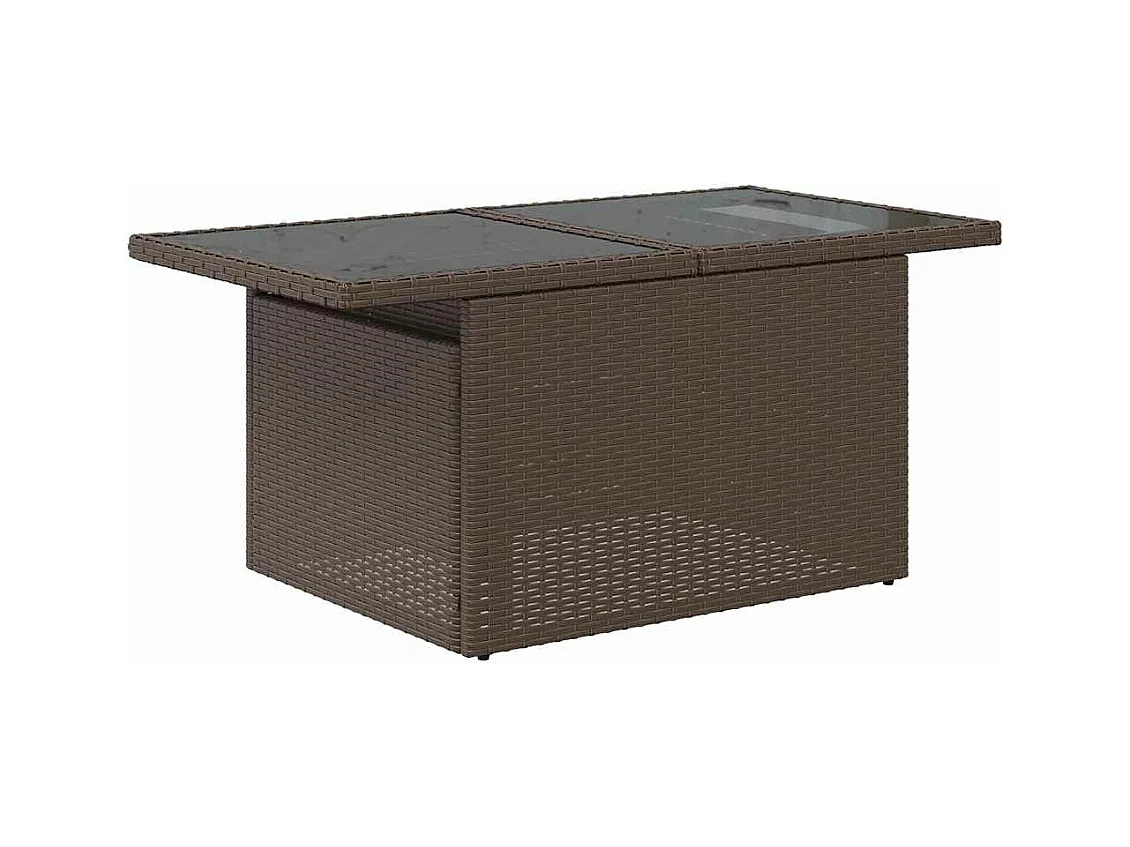 Set mobili da giardino con cuscini 9 pezzi in vimini marrone resina