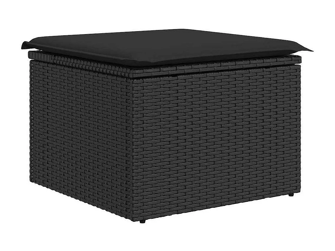 Set mobili da giardino con cuscini 8 pz resina nera vimini acacia