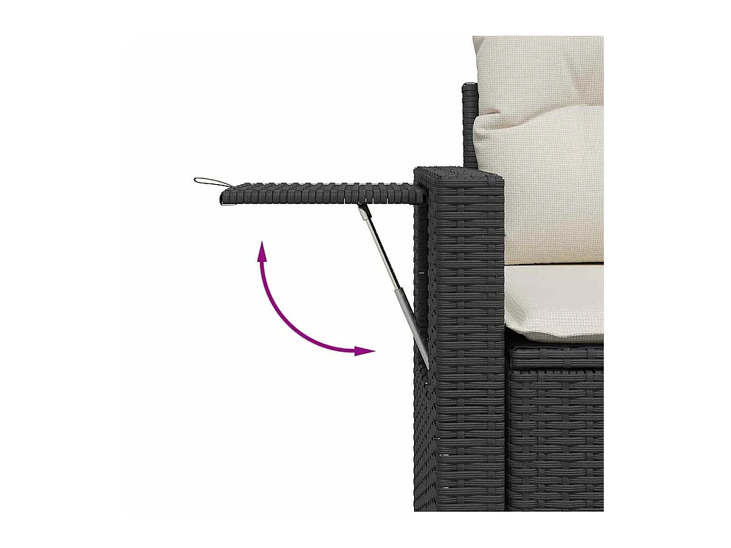 7-delige tuinmeubelset met zwarte kussens van geweven hars