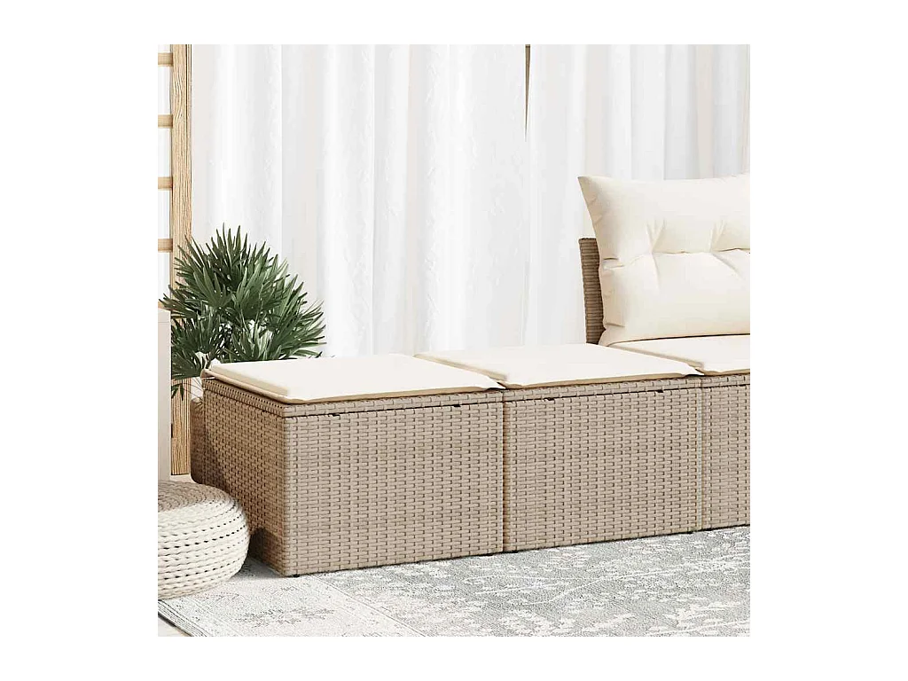 Tuinmeubelset met kussens 2 stuks beige hars riet acacia