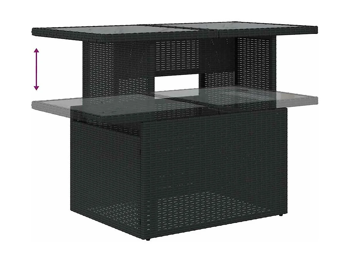 Conjunto de móveis de jardim de 8 peças com almofadas pretas em resina trançada