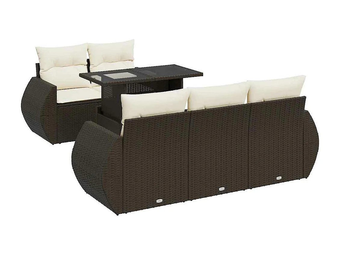 Gartenmöbel-Set mit Kissen 6-tlg. braun gewebtes Harz