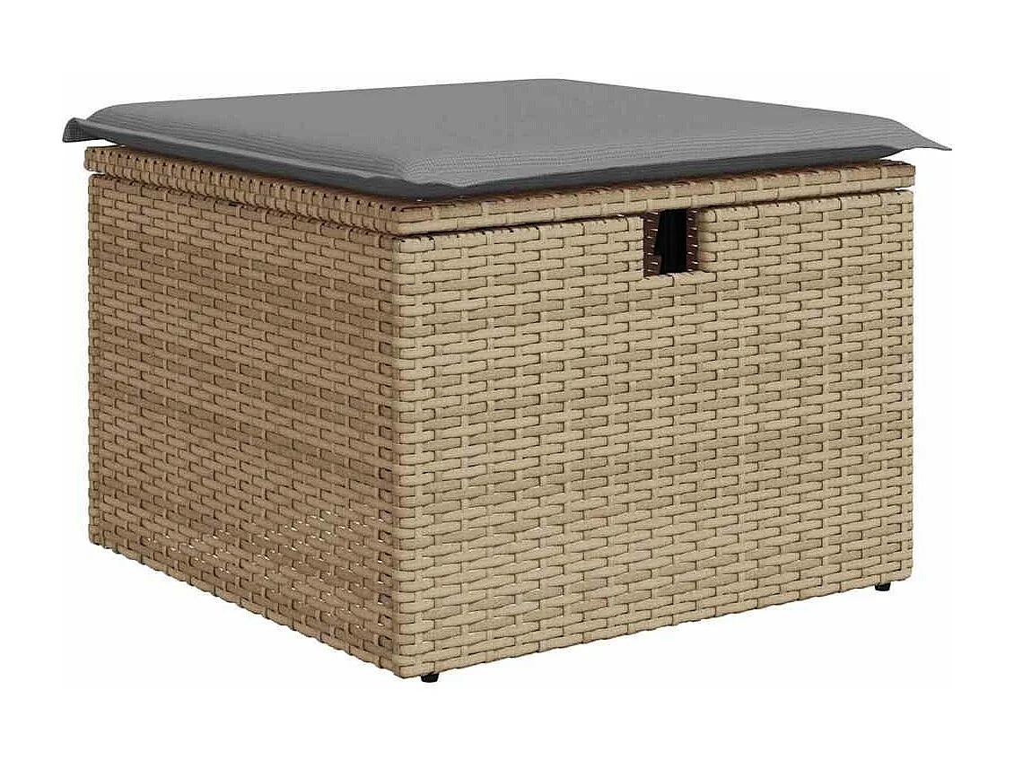 Set di mobili da giardino da 6 pezzi con cuscini beige in vimini di resina di acacia