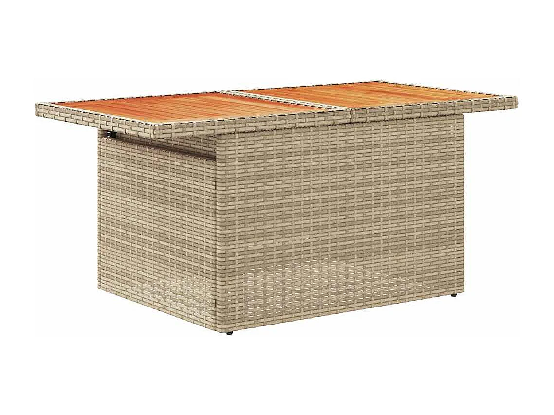 Set di mobili da giardino da 6 pezzi con cuscini beige in vimini di resina di acacia