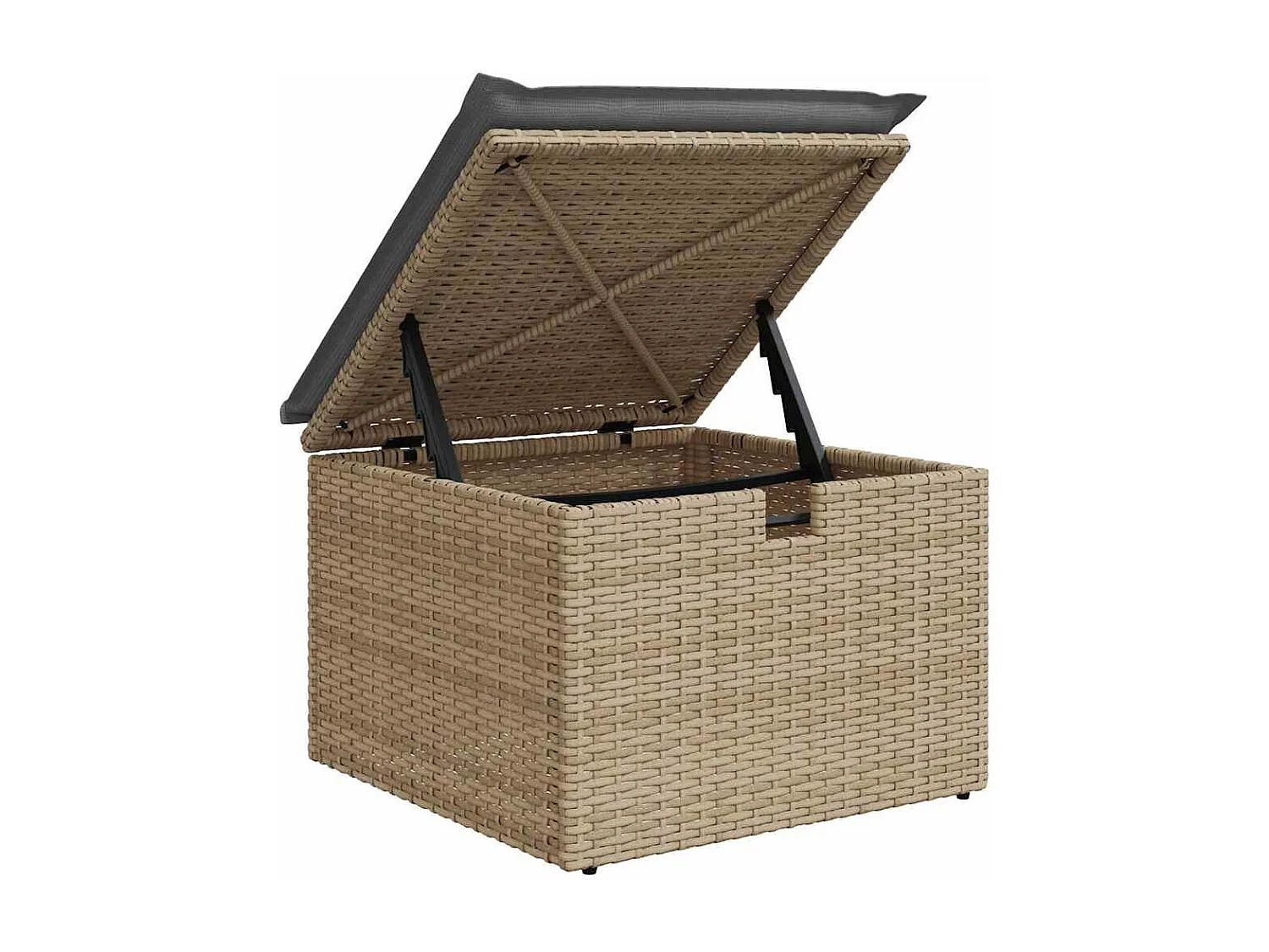 Set di mobili da giardino da 6 pezzi con cuscini beige in vimini di resina di acacia