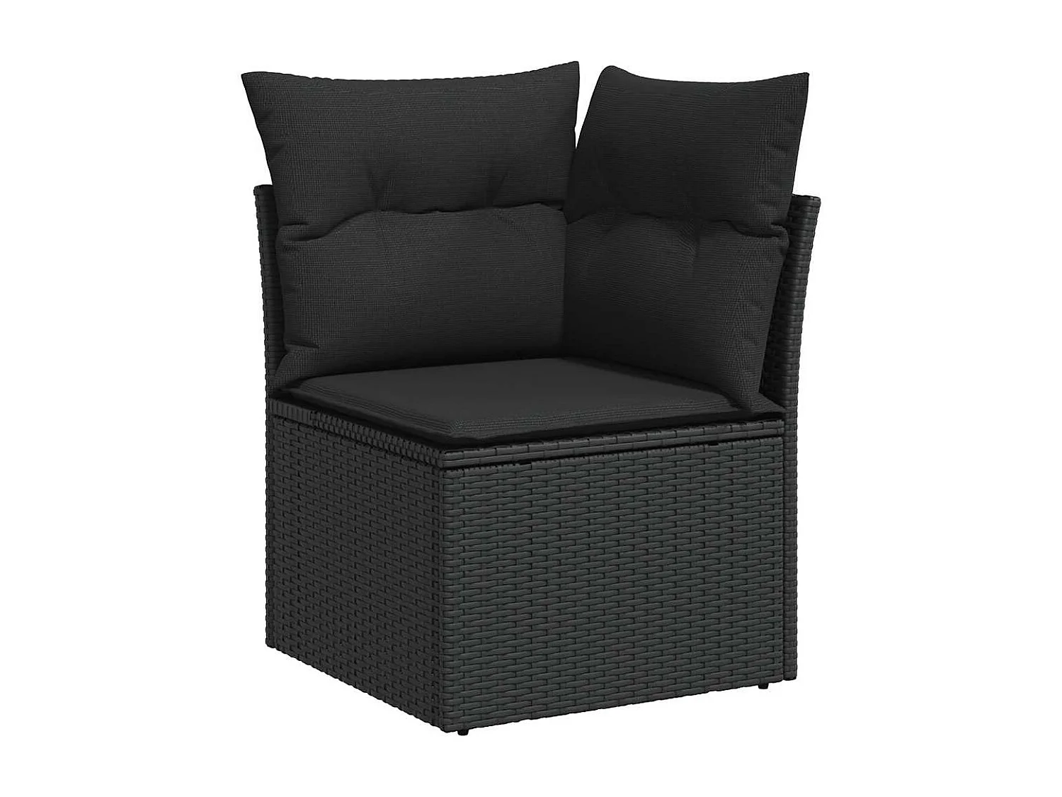 Salon de jardin 7 pcs avec coussins noir résine tressée