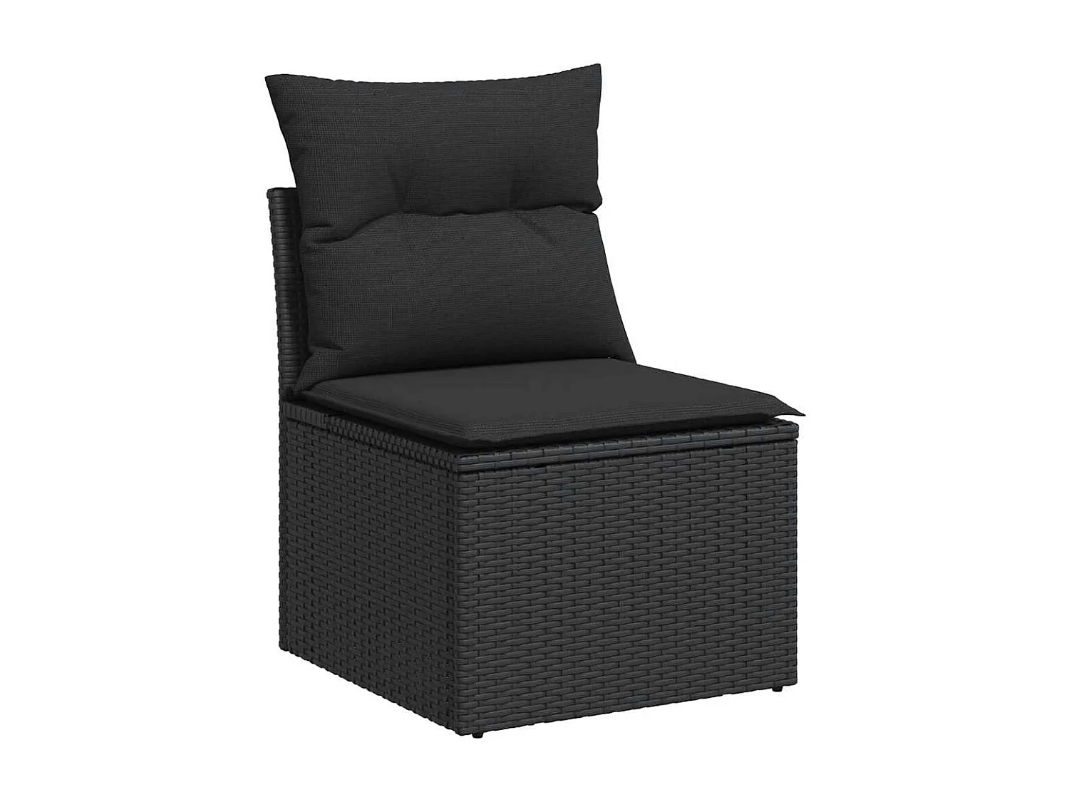 Salon de jardin 5 pcs avec coussins noir résine tressée