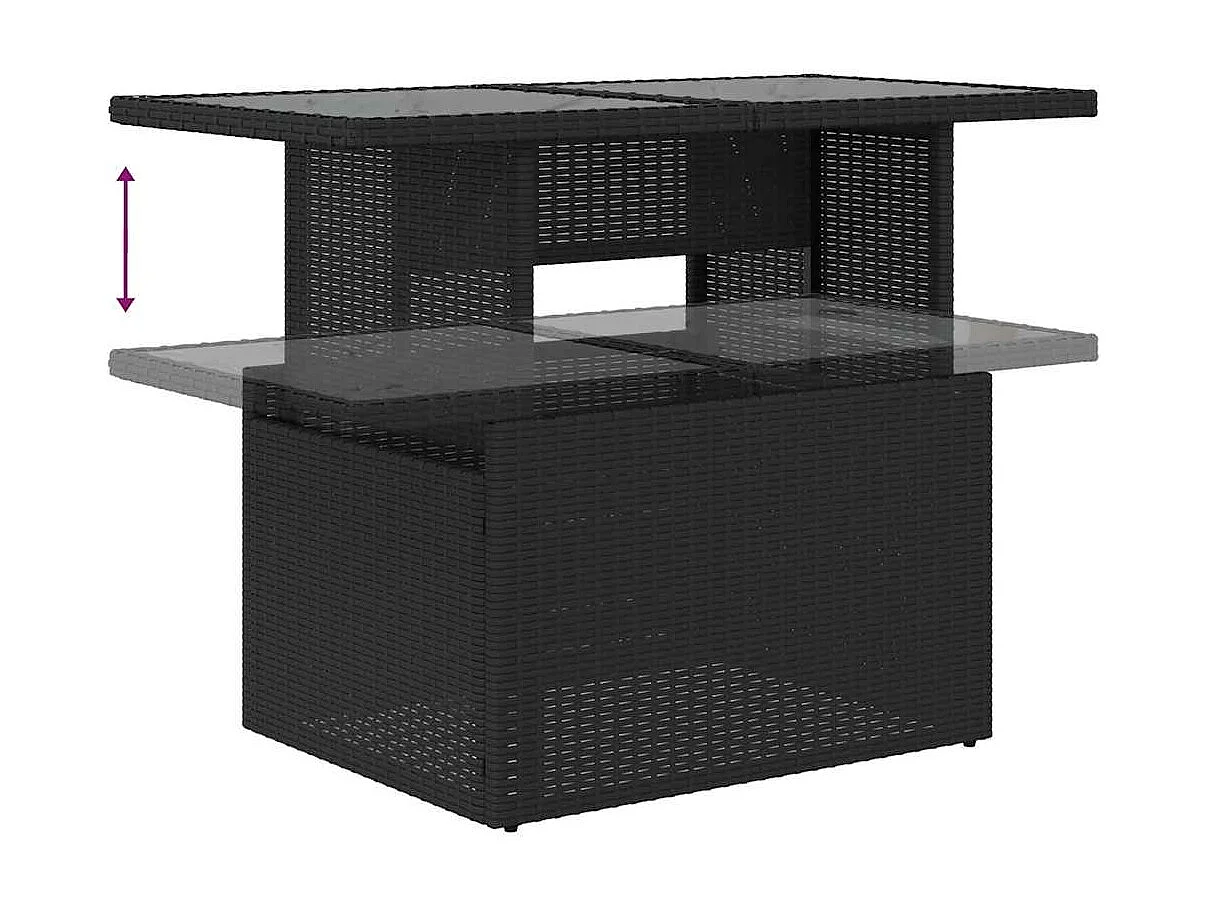 Salon de jardin 5 pcs avec coussins noir résine tressée