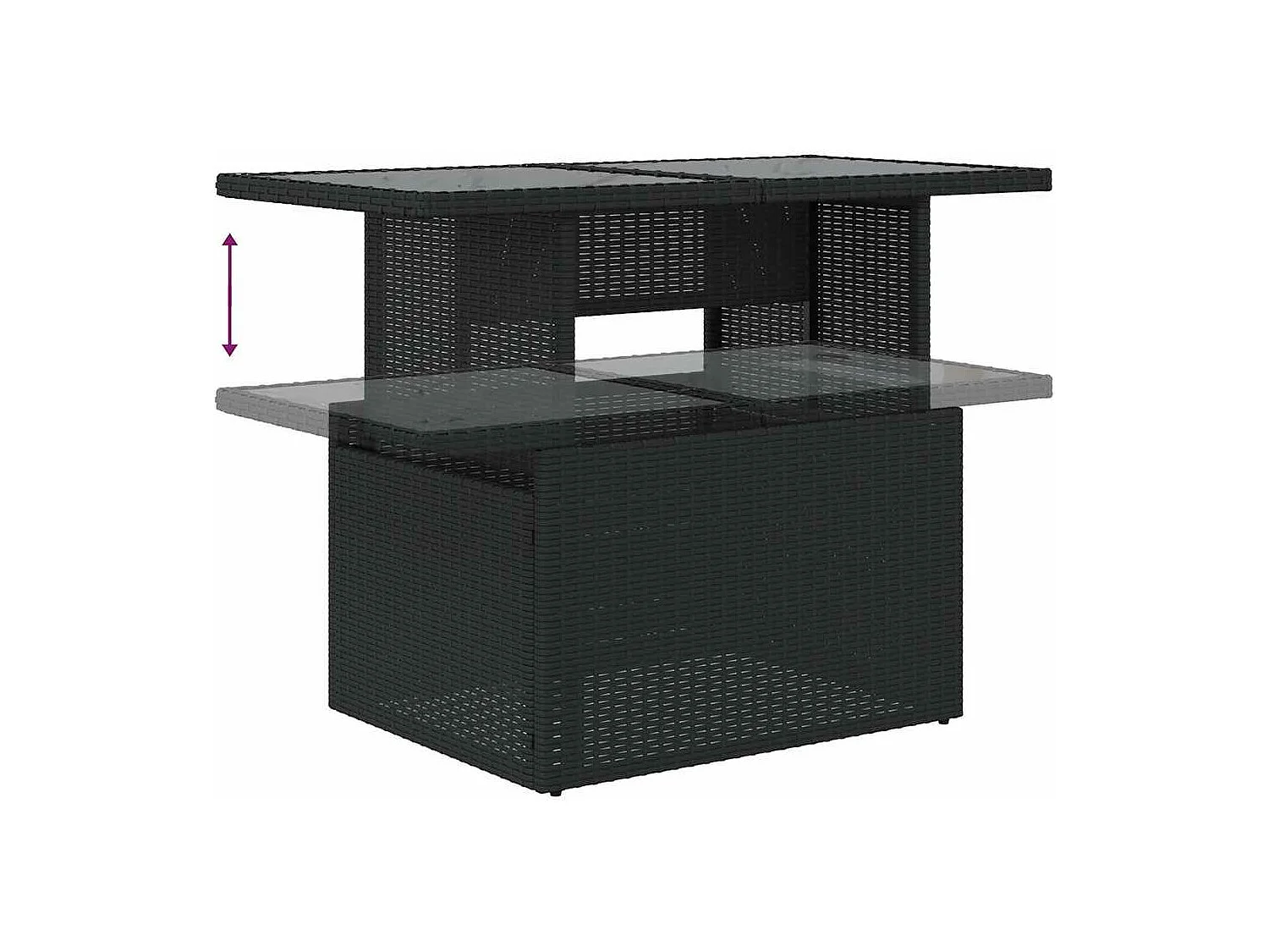 Salon de jardin 6 pcs avec coussins noir résine tressée