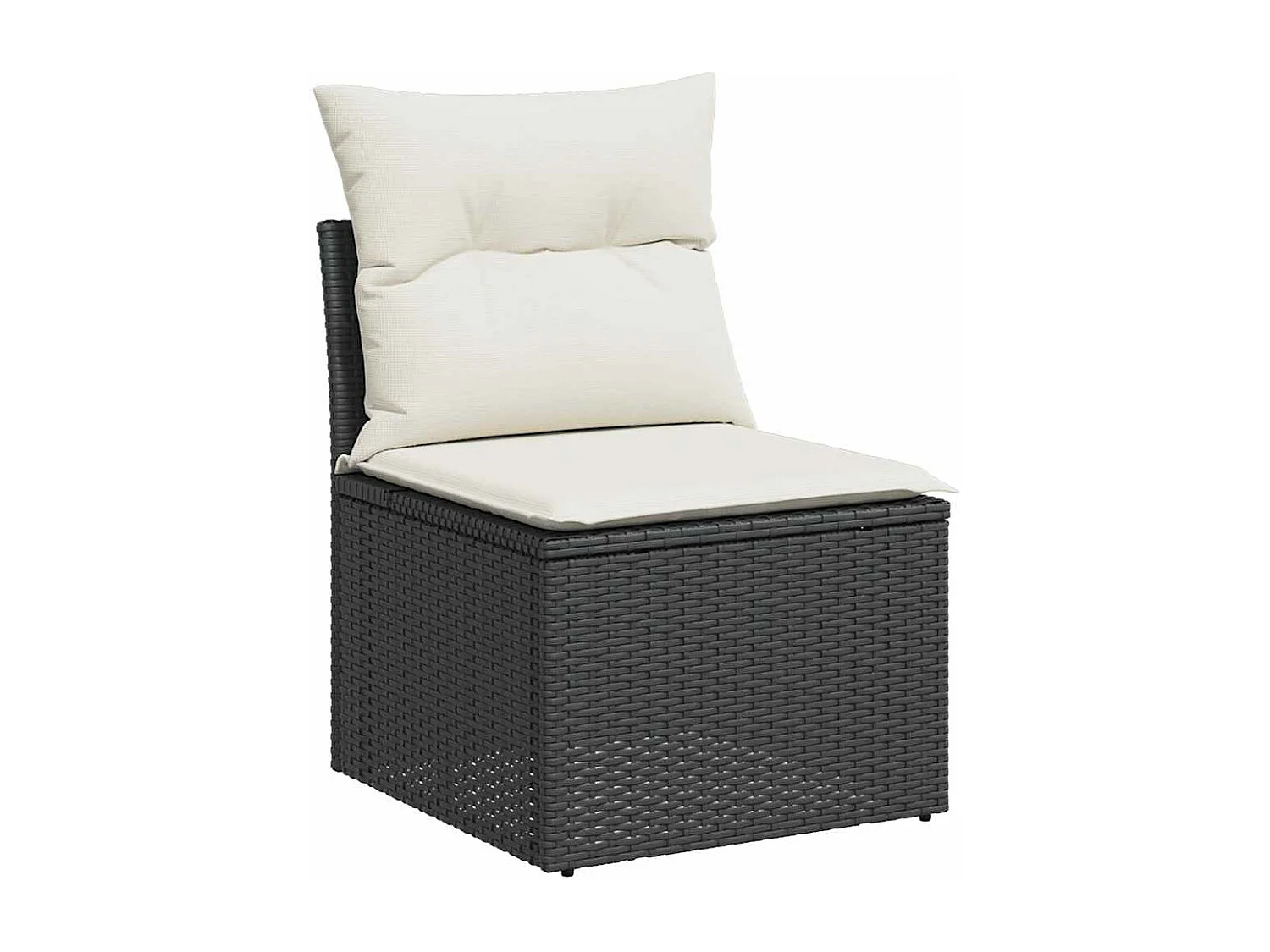 Salon de jardin 5 pcs avec coussins noir résine tressée acacia