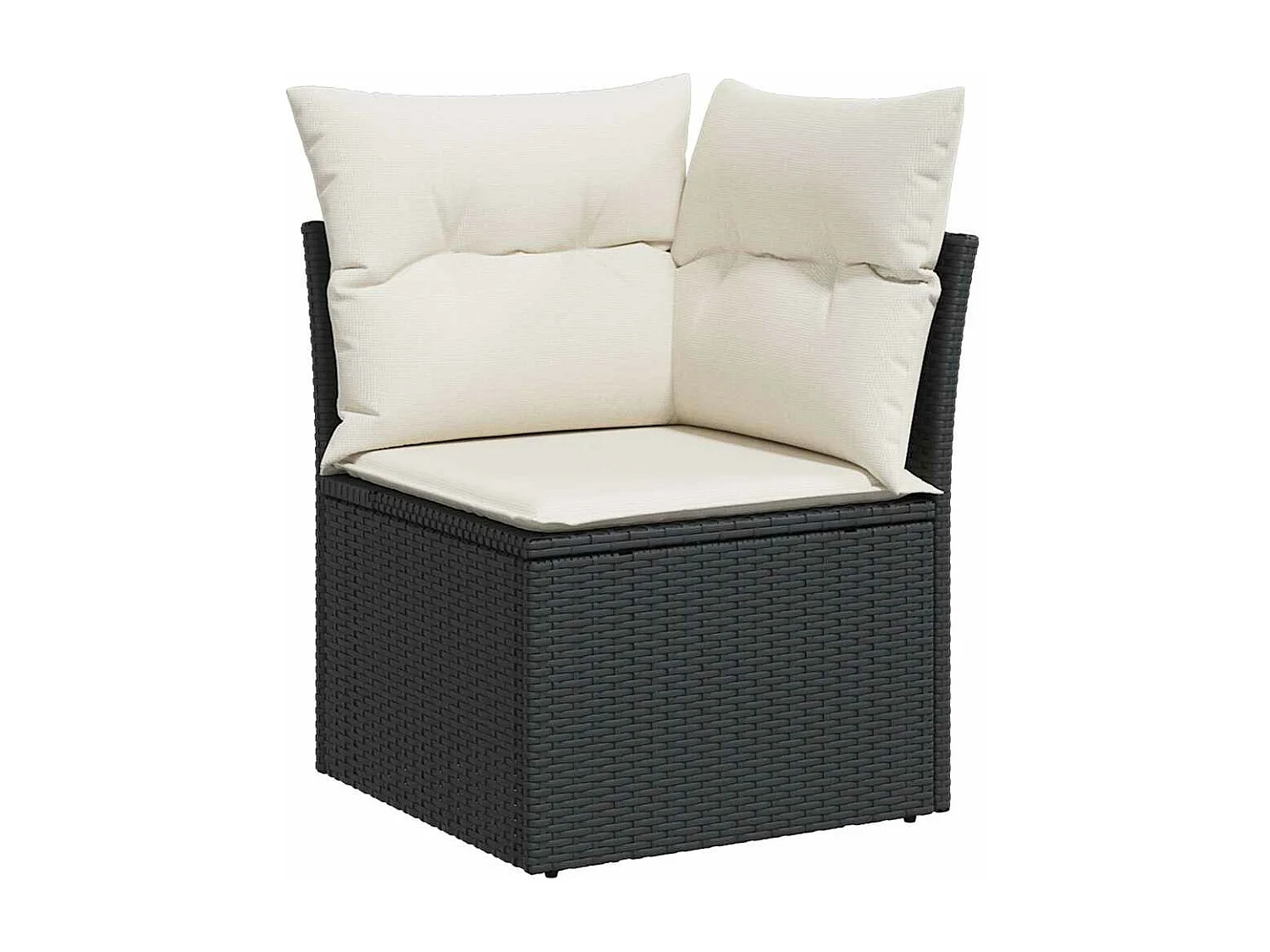 Salon de jardin 5 pcs avec coussins noir résine tressée acacia