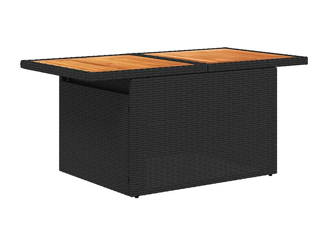 Salon de jardin 5 pcs avec coussins noir résine tressée acacia