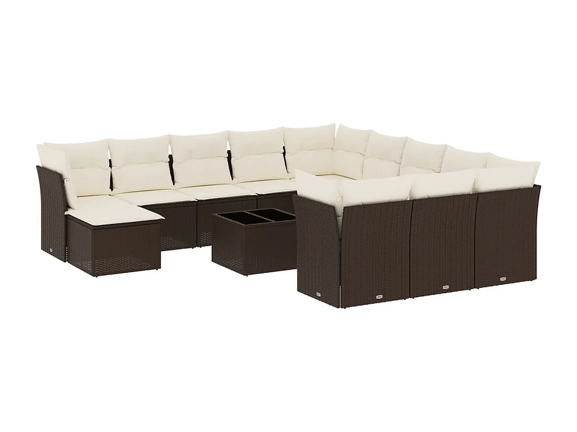 Gartenmöbel-Set mit Kissen 13-tlg. braun gewebtes Harz