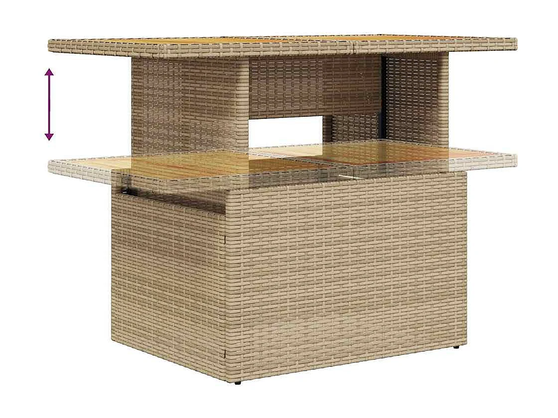 Set mobili da giardino con cuscini 7 pz beige resina vimini acacia