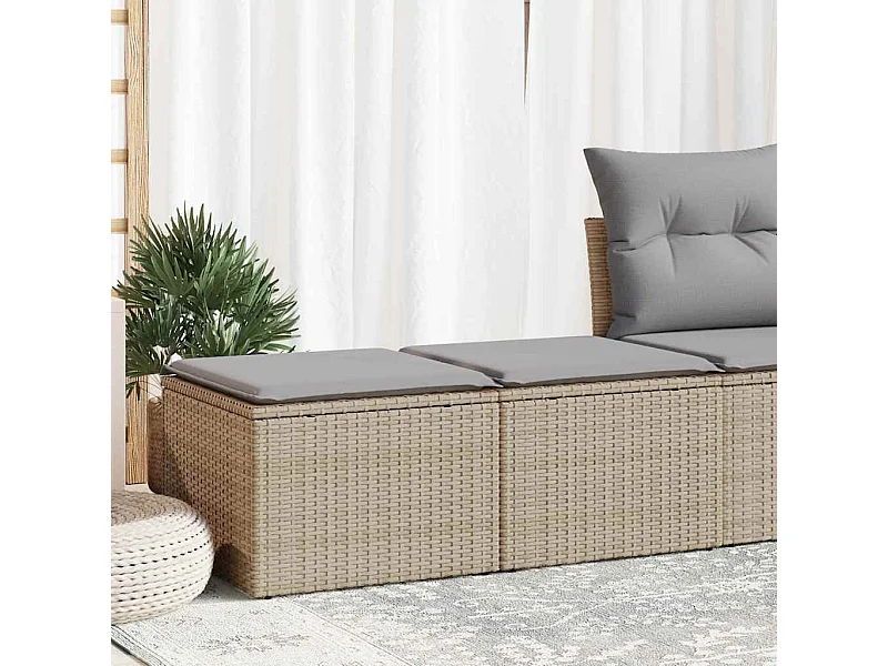 Salon de jardin avec coussins 2 pcs beige résine tressée acacia