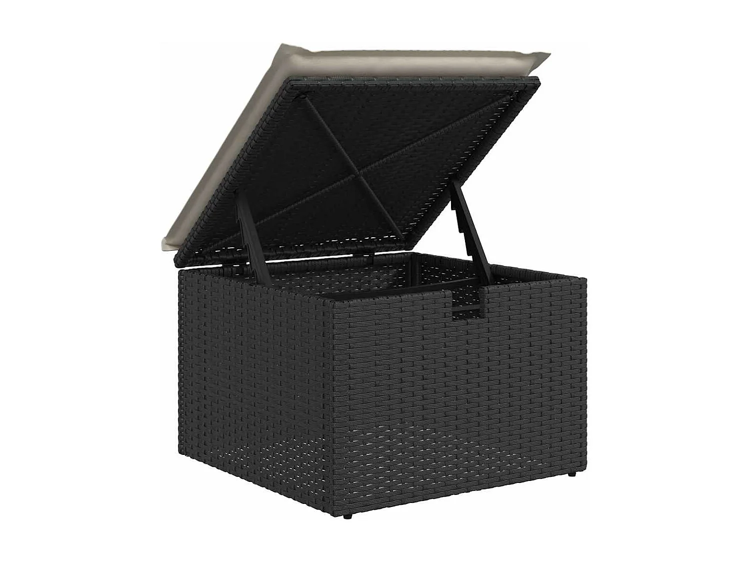 Salon de jardin 6 pcs avec coussins noir résine tressée