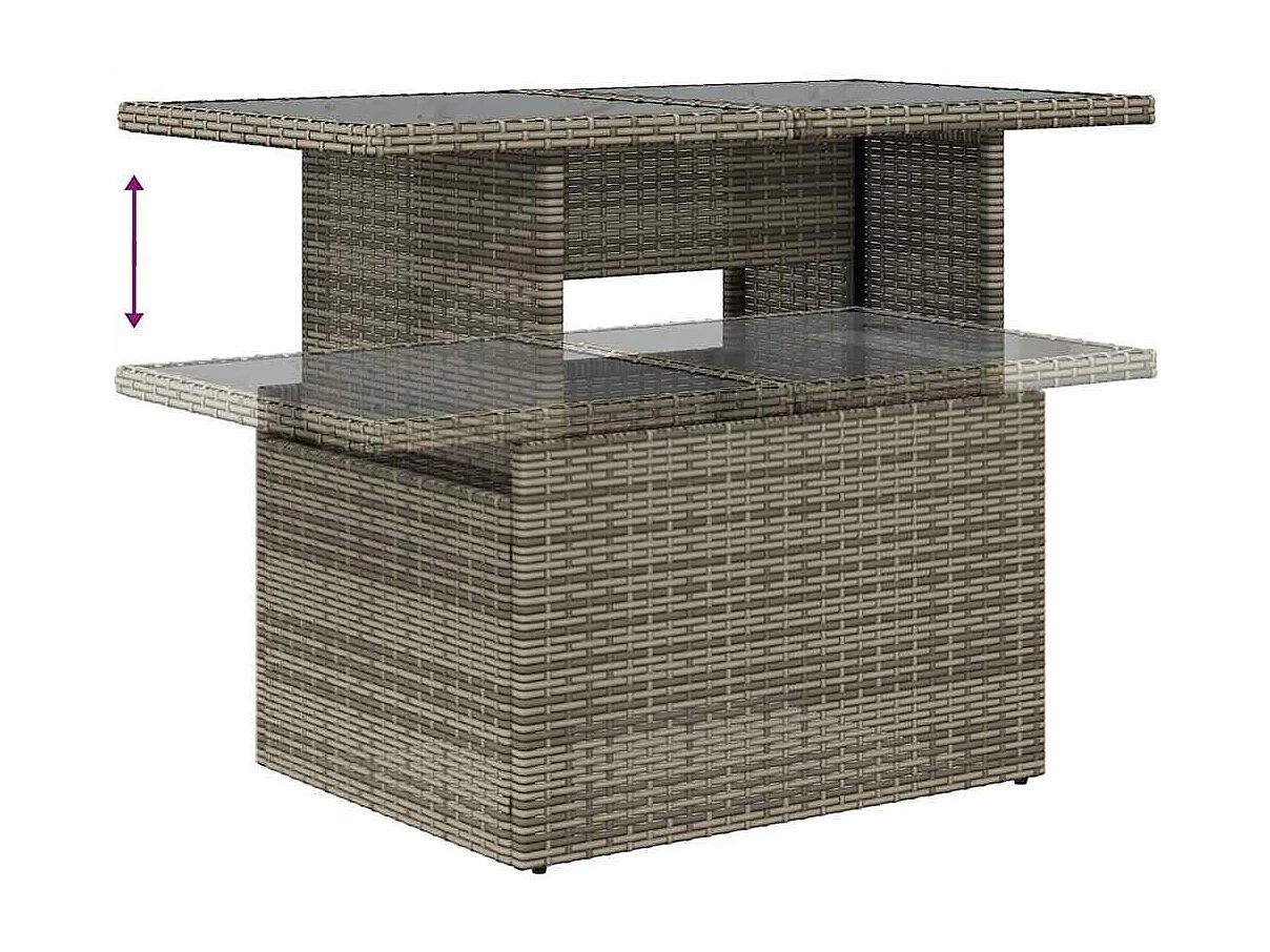 Salon de jardin avec coussins 7 pcs gris résine tressée