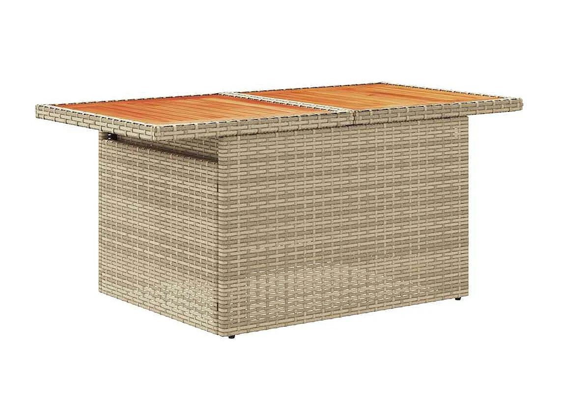 Conjunto de móveis de jardim com almofadas 7 peças vime resina bege acácia