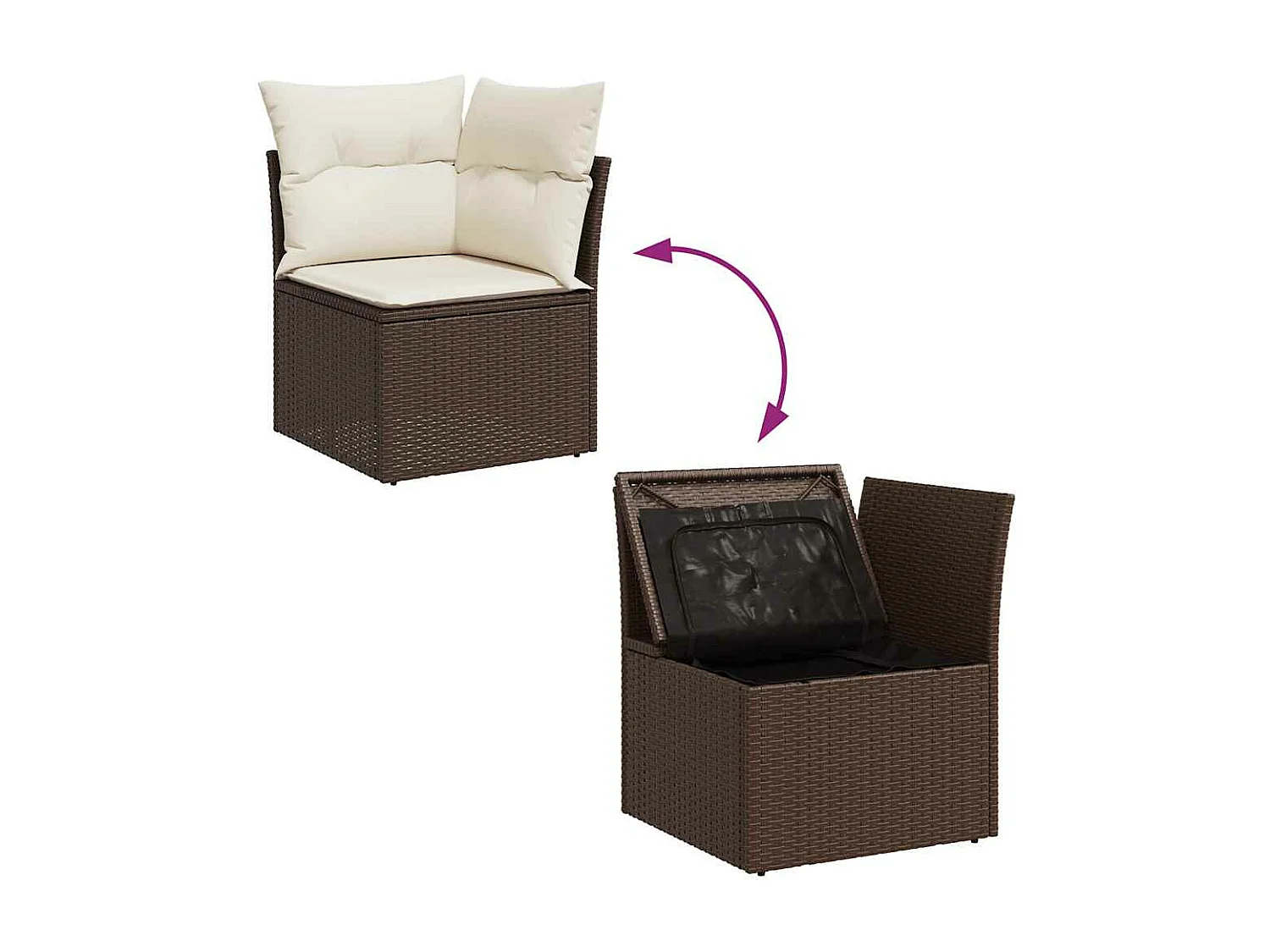 Conjunto de muebles de jardín de 8 piezas con cojines marrones en resina trenzada