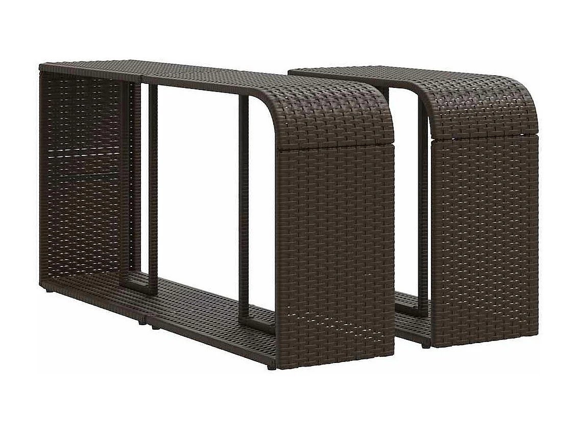 Set di mobili da giardino da 10 pezzi con cuscini marroni in resina intrecciata