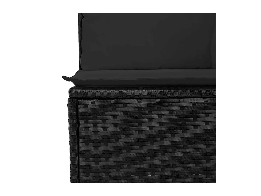 Set di mobili da giardino da 5 pezzi con cuscini neri in resina intrecciata