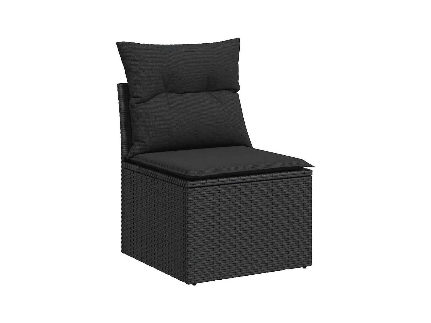 Set di mobili da giardino da 5 pezzi con cuscini neri in resina intrecciata