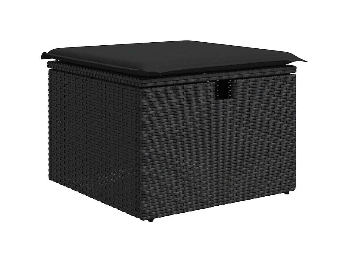 Set di mobili da giardino da 5 pezzi con cuscini neri in resina intrecciata