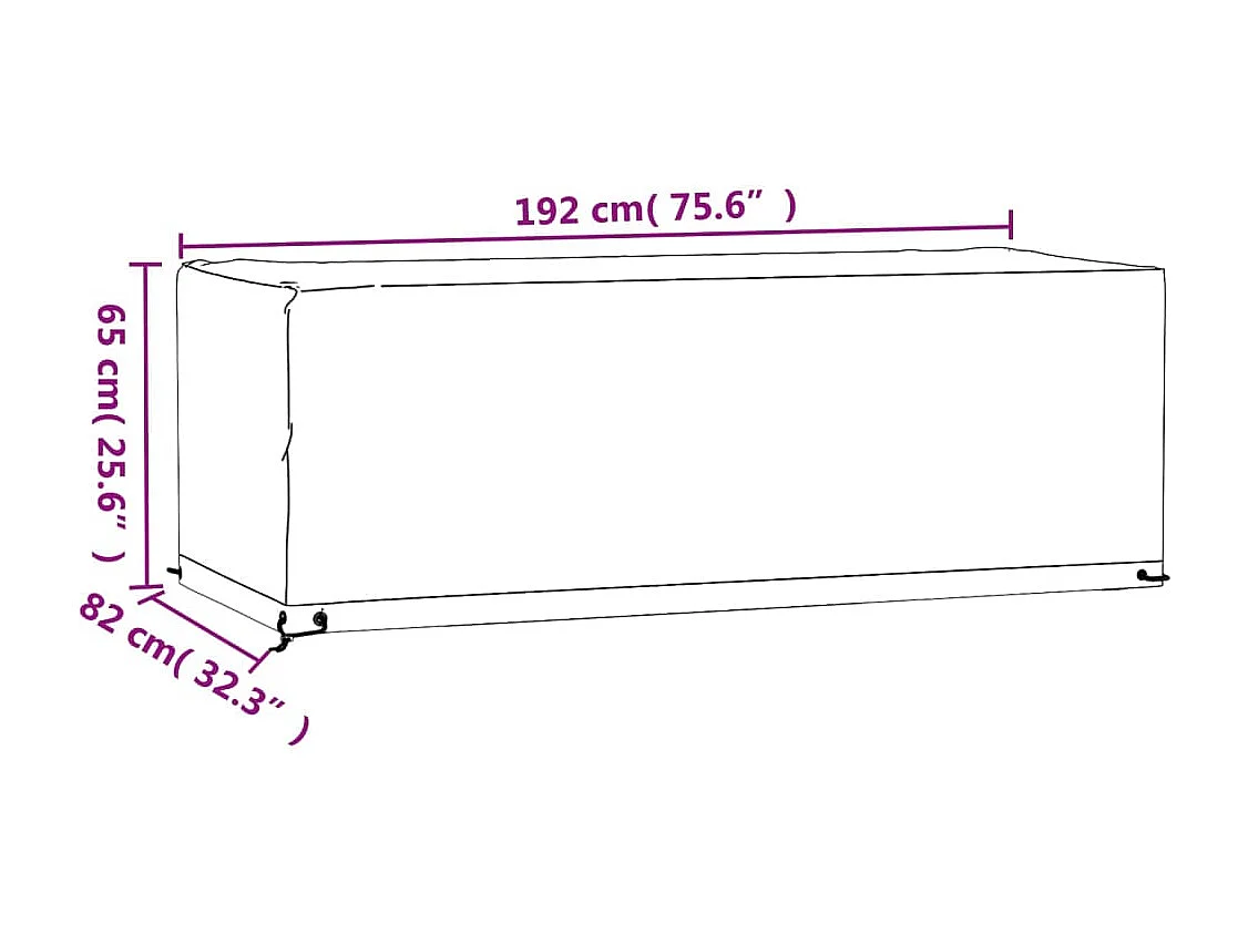 Copri mobili da giardino 2pz 8 occhielli 192x82x65cm rettangolare