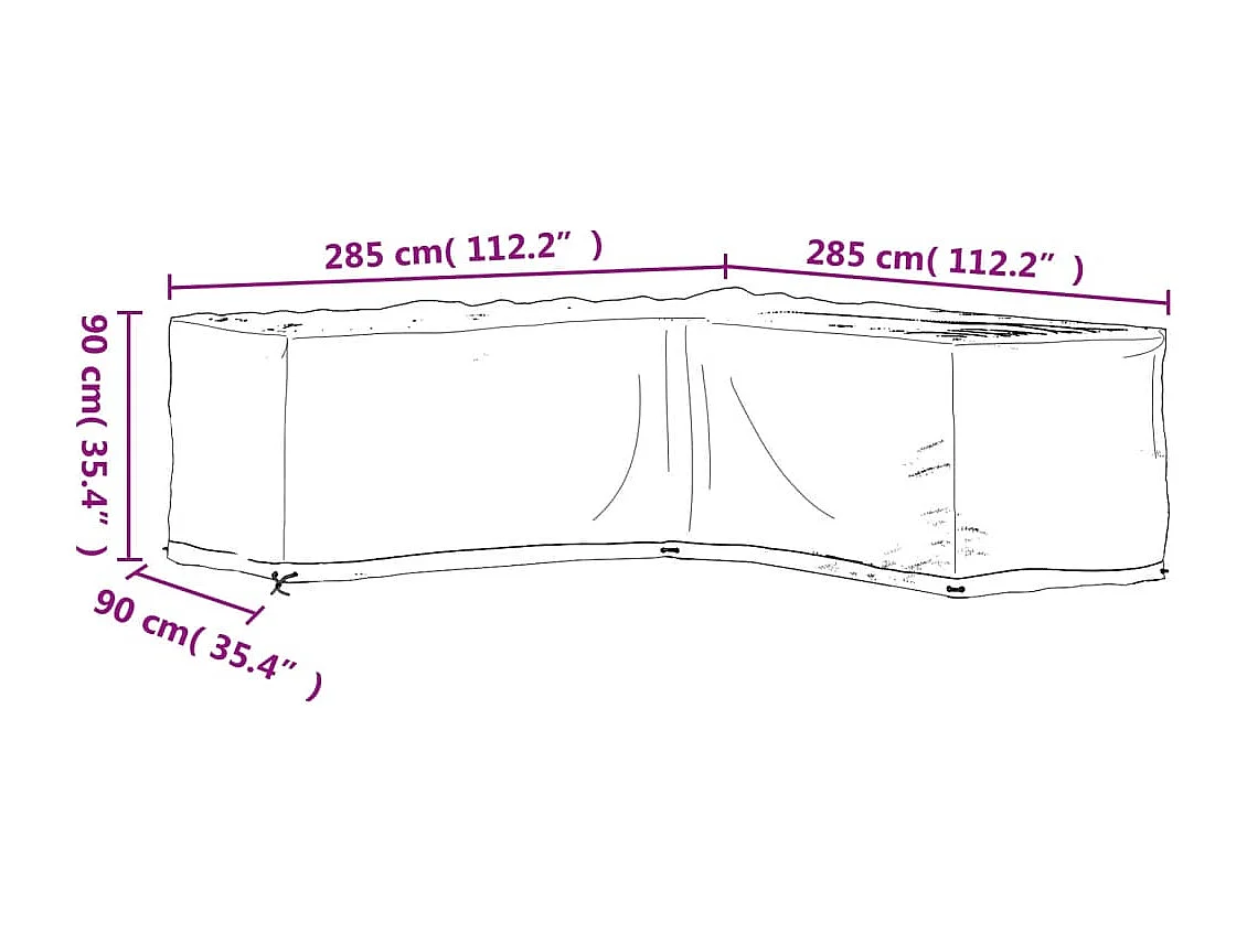 Housse de salon de jardin en forme de L 16 ?illets 285x285x90cm