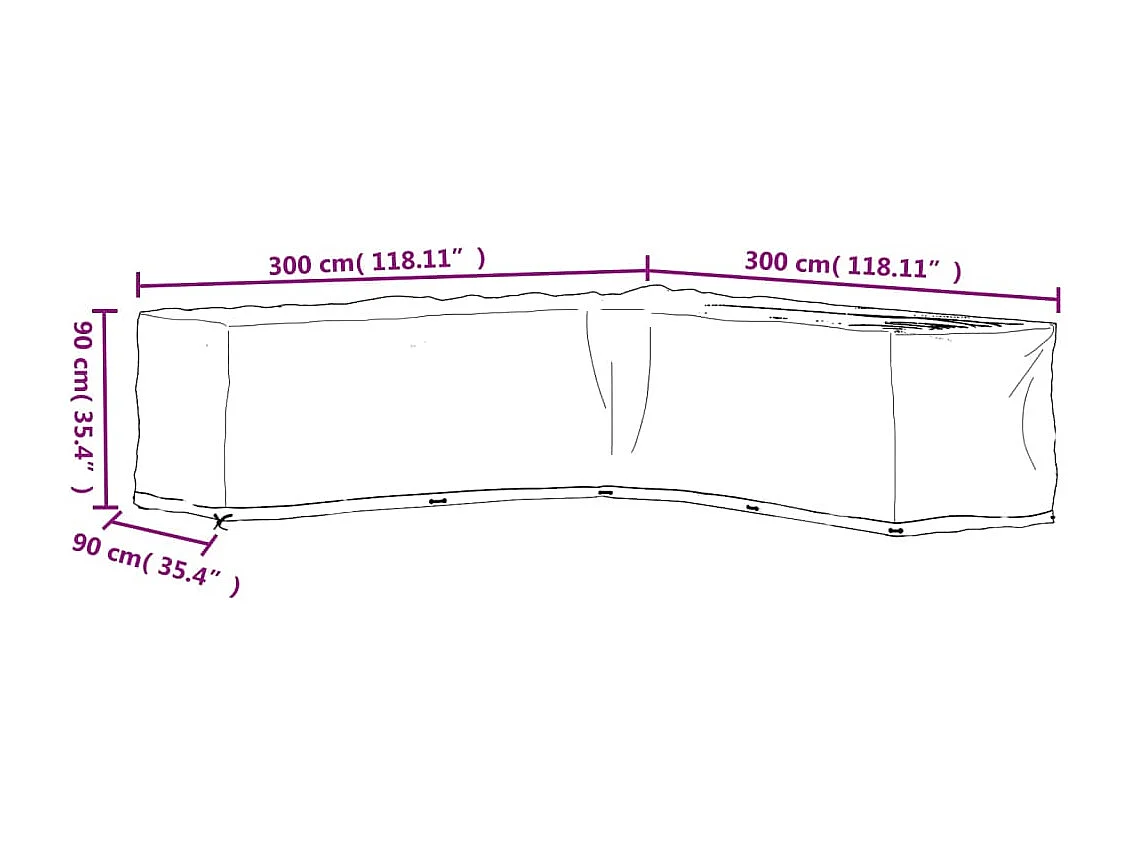 Housse de salon de jardin en forme de L 20 ?illets 300x300x90cm