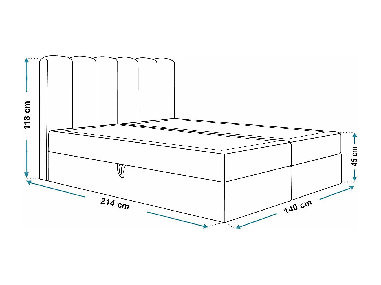 Gestoffeerd bed 140x200 met matras Rimini - bed met topper, opbergruimte, beige (Amor Velvet 4304)