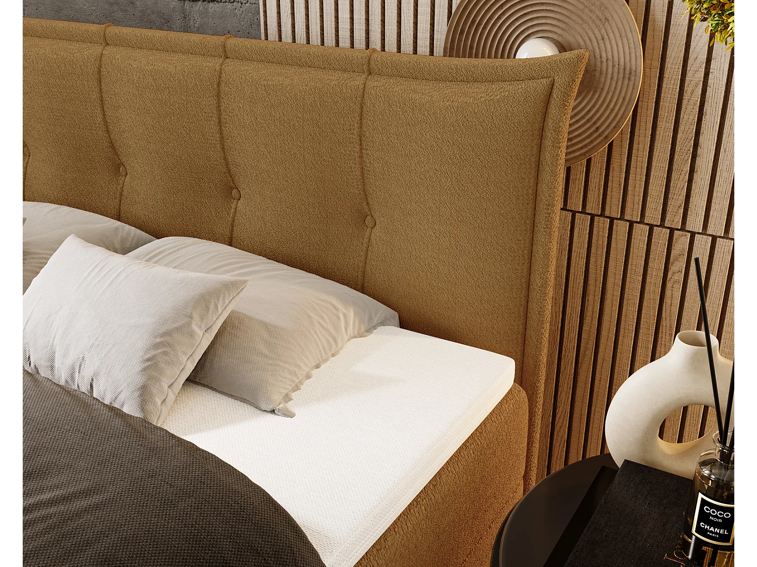 Lit adulte 160x200 avec Rangement Liron - Lit double avec matelas et surmatelas - Lit Orange (Anthology 10)