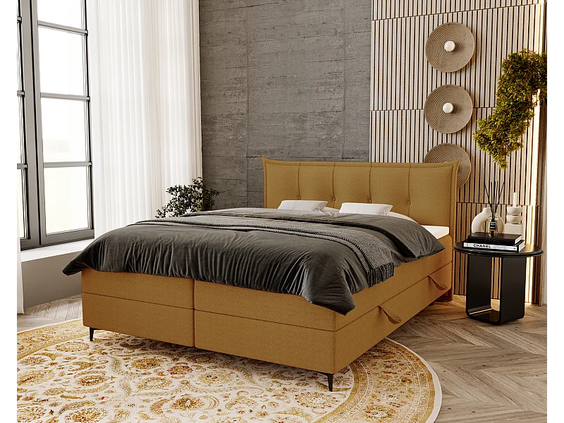 Lit adulte 160x200 avec Rangement Liron - Lit double avec matelas et surmatelas - Lit Orange (Anthology 10)