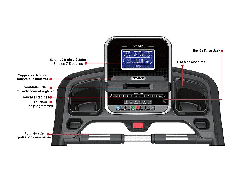 Tapis de course Motorisé - Spirit - Modèle XT285 - 19 Km/h - Bluetooth/App - Maison/Appartement