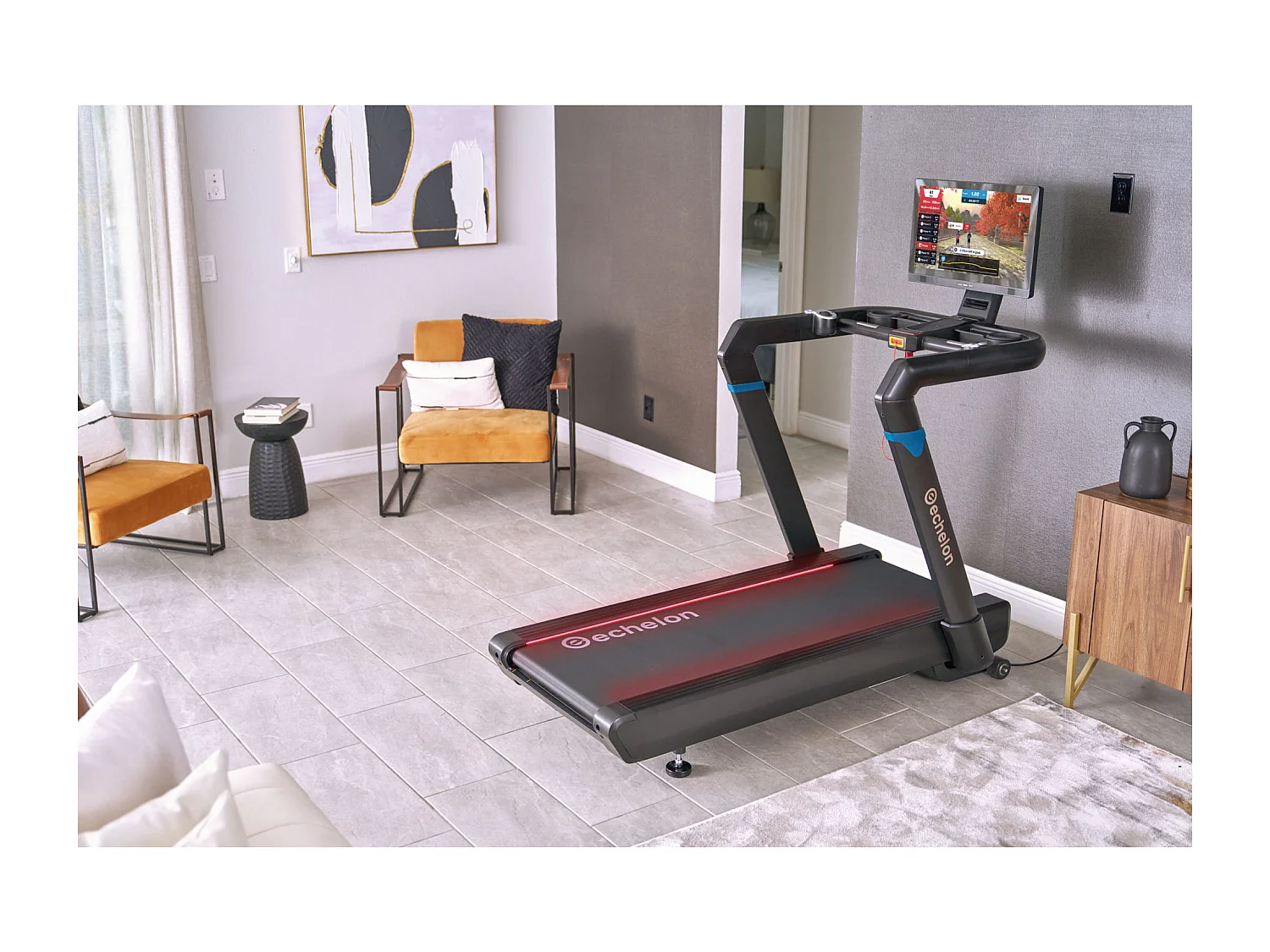 Tapis de course pliable connecté - Modèle STRIDE 8S-22 - ECHELON - Maison/Appartement - Écran HD 22 pouces pivotant