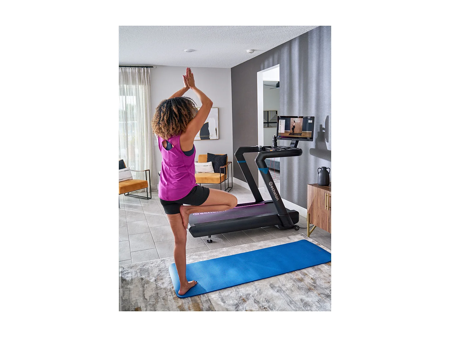 Tapis de course pliable connecté - Modèle STRIDE 8S-22 - ECHELON - Maison/Appartement - Écran HD 22 pouces pivotant