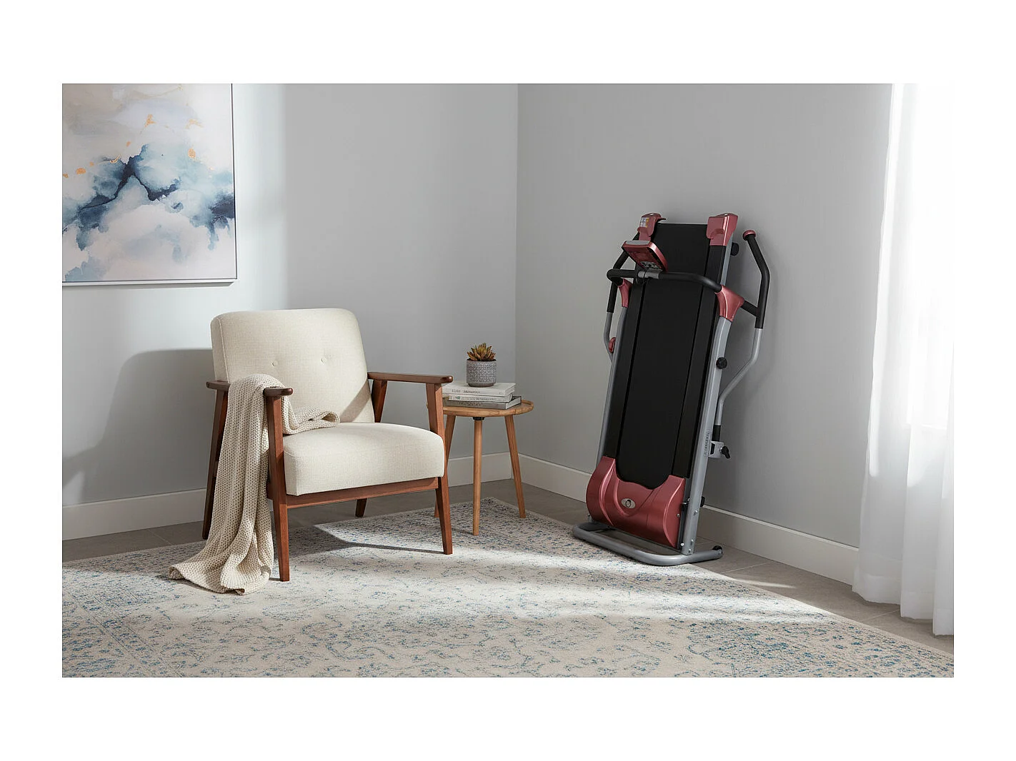 Tapis de course magnétique avec bras 2 en 1 - O'Fitness - Maison/Appartement - Compteur 5 fonctions