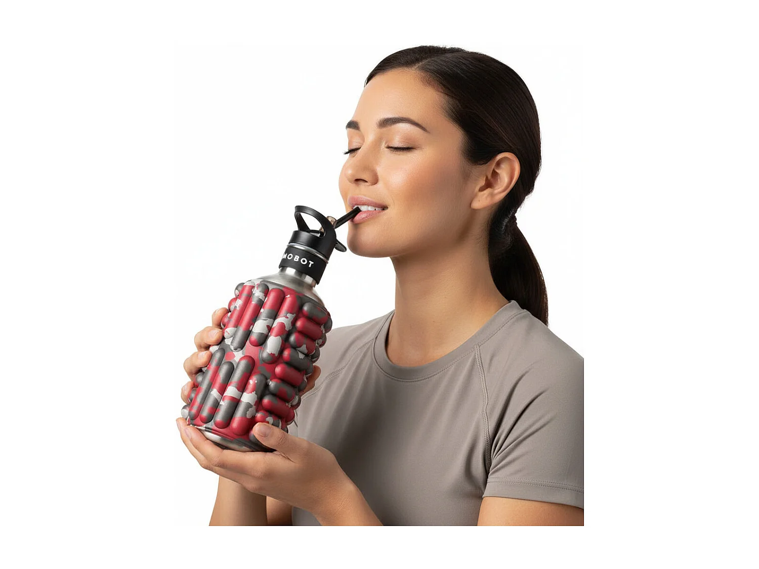 Bouteille de sport - Mobot - Fonction 2 en 1 rouleau de massage - Rouge