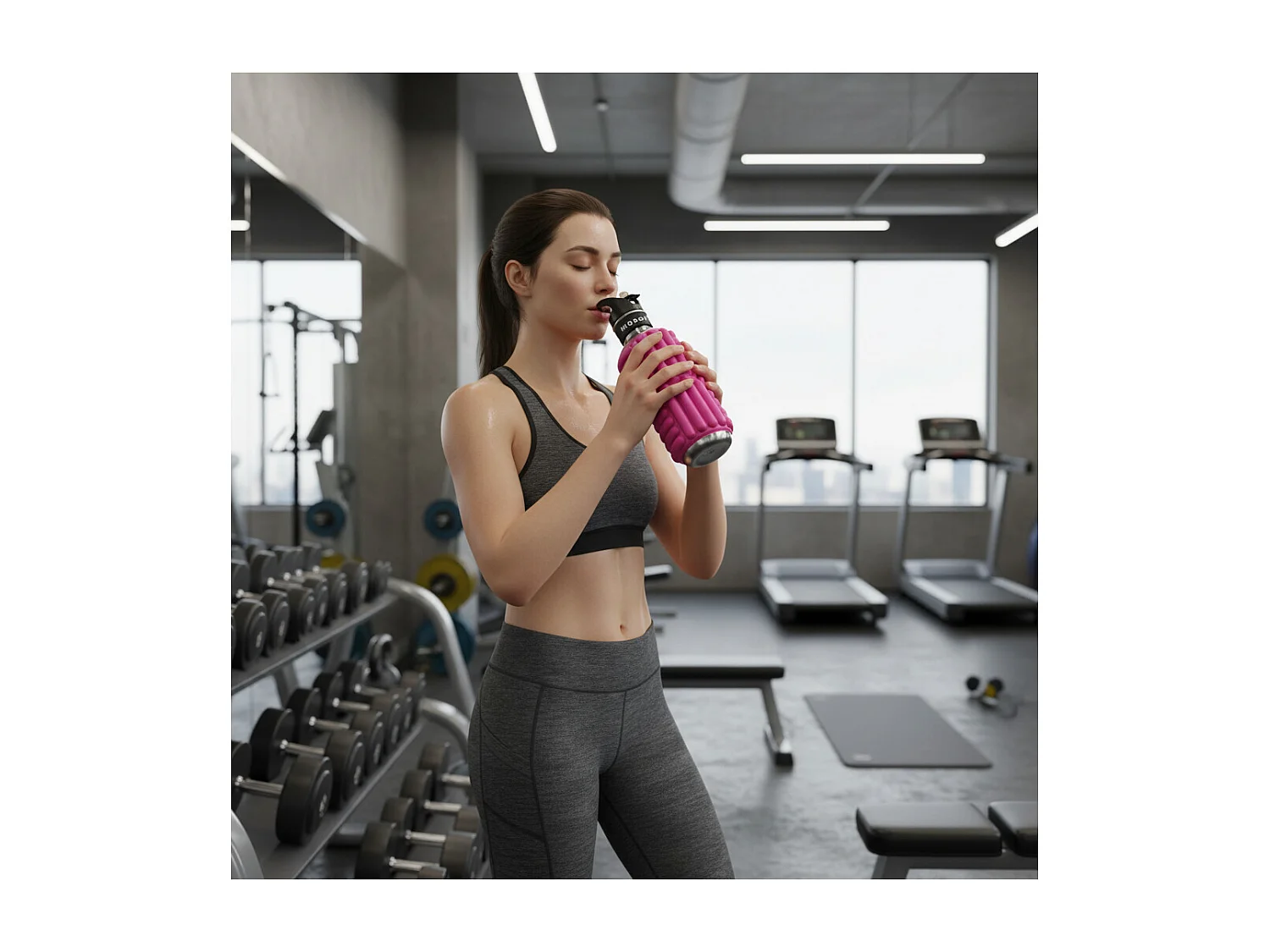 Sportflasche - Mobot - Funktion 2 in 1 Massageroller - Hellblau