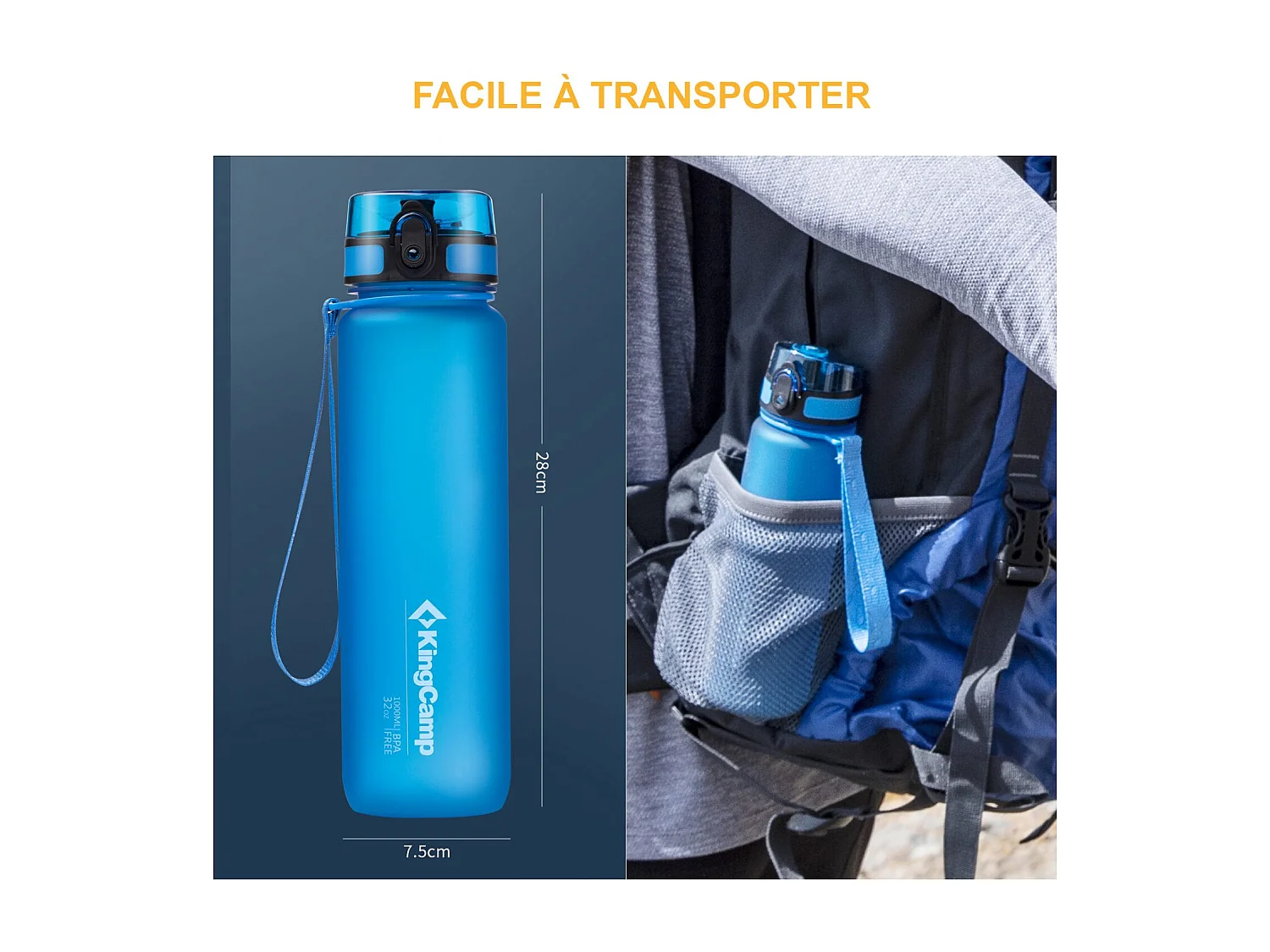 Bouteille d'hydratation - Kingcamp - En Tritan - Contenance : 1 Litre