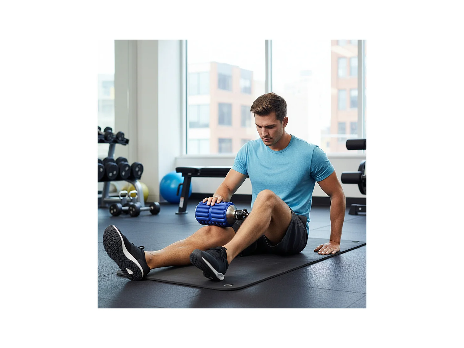 Bouteille de sport - Mobot - Fonction 2 en 1 rouleau de massage - Bleu