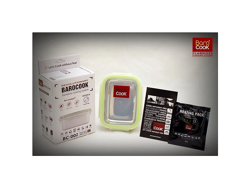 Contenant à repas rectangulaire auto chauffant - Barocook - Contenance : 1000 ml