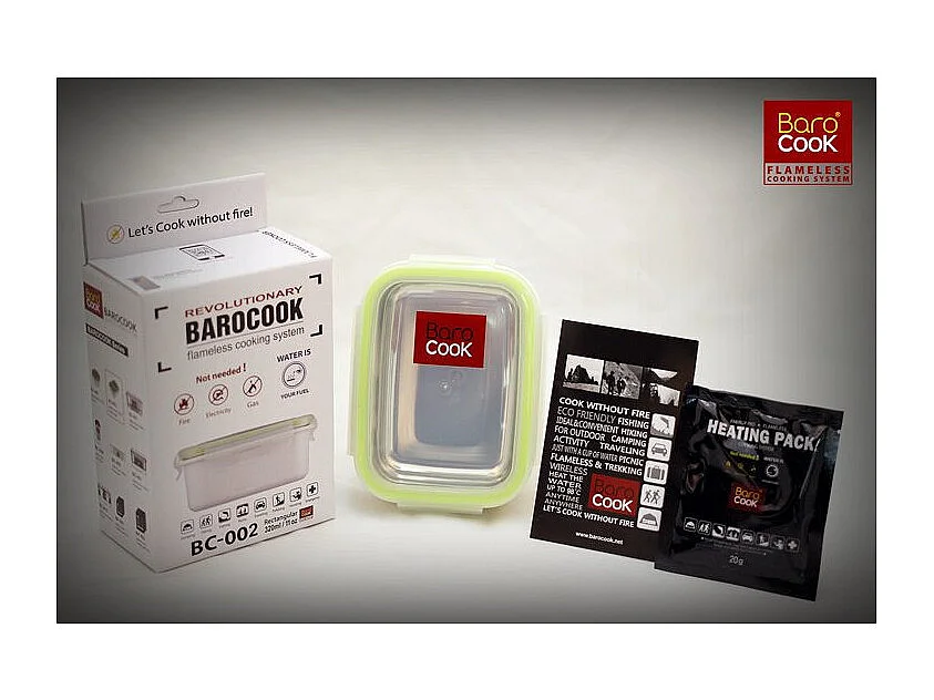 Contenant à repas rectangulaire auto chauffant - Barocook - Contenance : 1000 ml