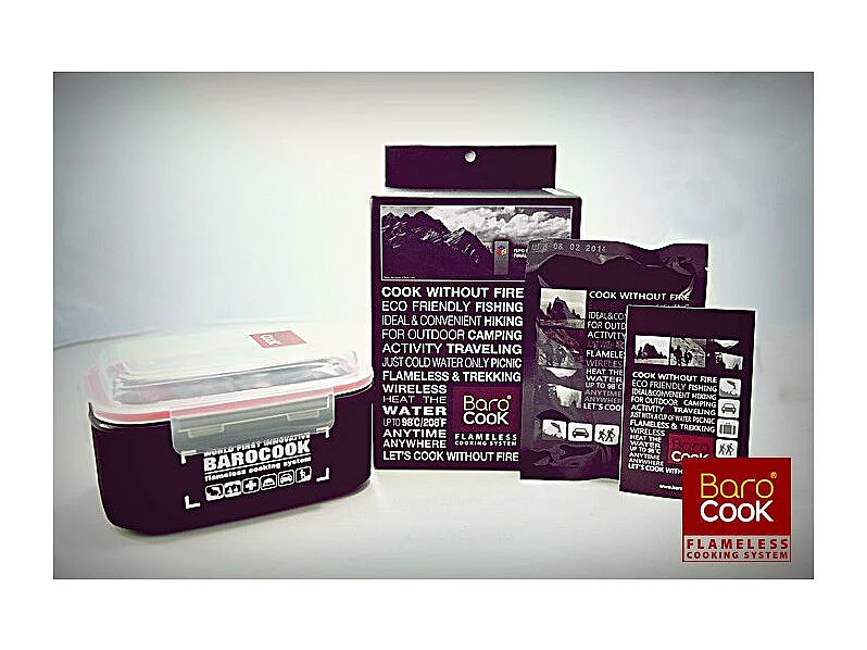 Contenant à repas rectangulaire auto chauffant - Barocook - Contenance : 1000 ml