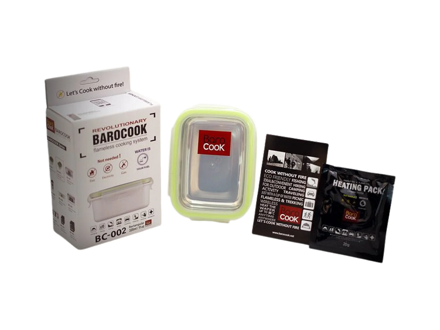 Contenant à repas rectangulaire auto chauffant - Barocook - Contenance : 320 ml