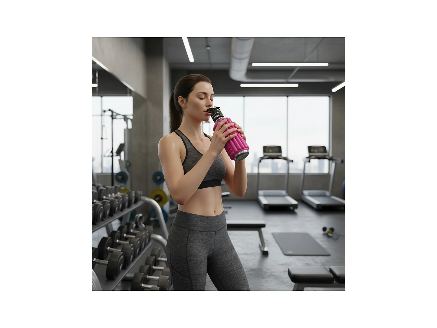 Bouteille de sport - Mobot - Fonction 2 en 1 rouleau de massage - Rose