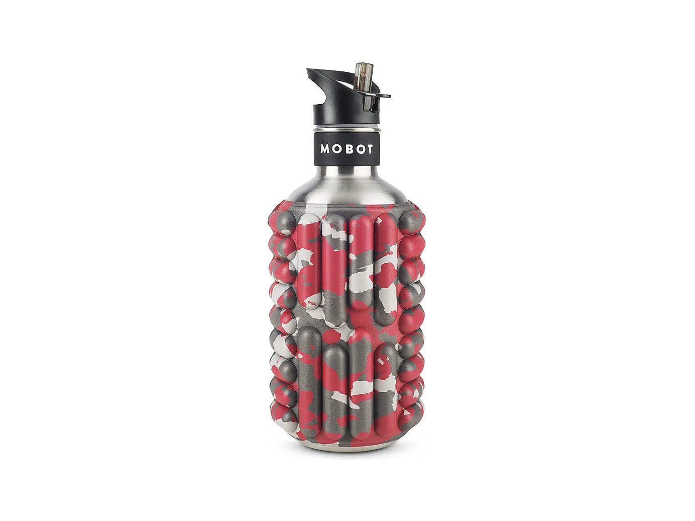 Bouteille de sport - Mobot - Fonction 2 en 1 rouleau de massage - Rouge métal