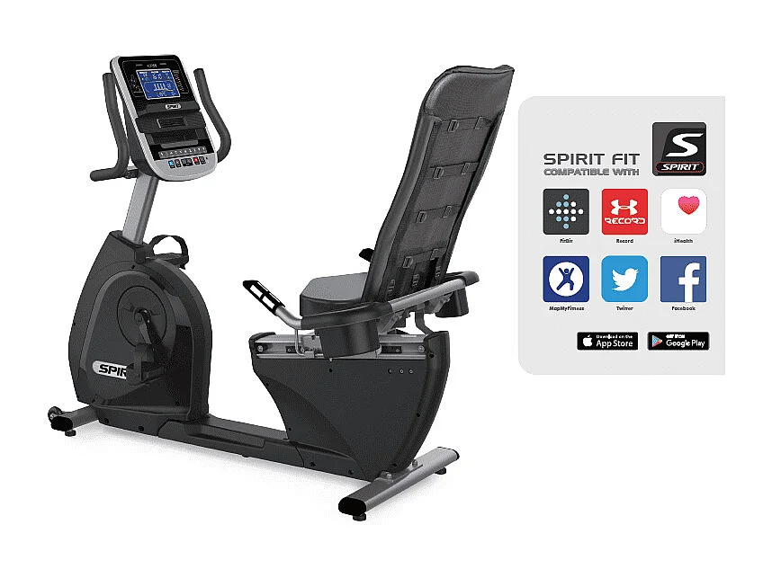 Vélo de Fitness connecté semi allongé - Spirit - Modèle XBR55 - Bluetooth/App - Maison/Appartement