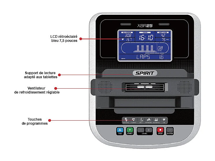 Vélo Elliptique de Fitness XE195 - Spirit Fitness